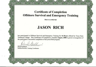 Offshore Survival Certificate