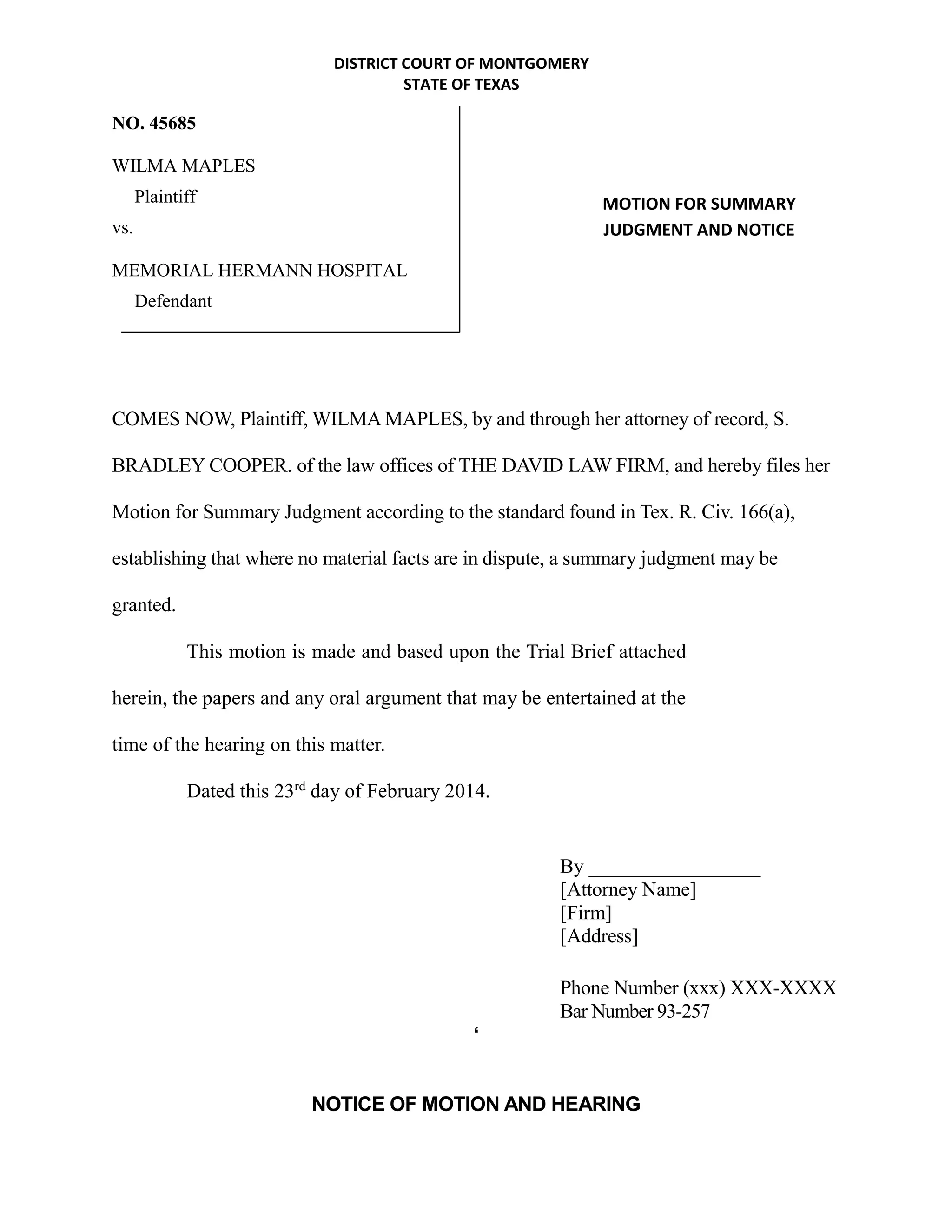 Found Judgment Motion and Notice- WRITING SAMPLE | PDF
