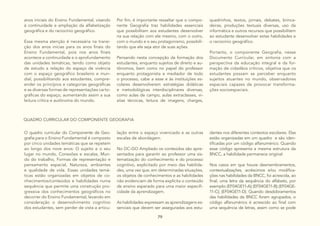 79
anos iniciais do Ensino Fundamental, visando
à continuidade e ampliação da alfabetização
geográfica e do raciocínio geográfico.
Essa mesma atenção é necessária na transi-
ção dos anos inicias para os anos finais do
Ensino Fundamental, pois nos anos finais
acontece a continuidade e o aprofundamento
das unidades temáticas, tendo como objeto
de estudo a relação do espaço de vivência
com o espaço geográfico brasileiro e mun-
dial, possibilitando aos estudantes, compre-
ender os princípios e categorias geográficas
e as diversas formas de representações carto-
gráficas do espaço, aumentando assim a sua
leitura crítica e autônoma do mundo.
Por fim, é importante ressaltar que o compo-
nente Geografia traz habilidades essenciais
que possibilitam aos estudantes desenvolver
na sua relação com ele mesmo, com o outro,
com o mundo e o seu protagonismo, possibili-
tando que ele seja ator de suas ações.
Pensando nesta concepção da formação dos
estudantes, enquanto sujeitos de direito e au-
tônomos, bem como no papel do professor
enquanto protagonista e mediador de todo
o processo, cabe a esse e às instituições es-
colares desenvolverem estratégias didáticas
e metodológicas interdisciplinares diversas,
como aulas de campo, aulas extraclasses, vi-
sitas técnicas, leitura de imagens, charges,
quadrinhos, textos, jornais, debates, brinca-
deiras, produções textuais diversas, uso da
informática e outros recursos que possibilitem
ao estudante desenvolver estas habilidades e
o raciocínio geográfico.
Portanto, o componente Geografia, nesse
Documento Curricular, em sintonia com a
perspectiva da educação integral e da for-
mação de cidadãos críticos, objetiva que os
estudantes possam se perceber enquanto
sujeitos atuantes no mundo, observadores
espaciais capazes de provocar transforma-
ções socioespaciais.
QUADRO CURRICULAR DO COMPONENTE GEOGRAFIA
O quadro curricular do Componente de Geo-
grafia para o Ensino Fundamental é composto
por cinco unidades temáticas que se repetem
ao longo dos nove anos: O sujeito e o seu
lugar no mundo, Conexões e escalas, Mun-
do do trabalho, Formas de representação e
pensamento espacial, Natureza, ambientes
e qualidade de vida. Essas unidades temá-
ticas estão organizadas em objetos de co-
nhecimentos/conteúdos e habilidades numa
sequência que permite uma construção pro-
gressiva dos conhecimentos geográficos no
decorrer do Ensino Fundamental, levando em
consideração o desenvolvimento cognitivo
dos estudantes, sem perder de vista a articu-
lação entre o espaço vivenciado e as outras
escalas de abordagem.
No DC-GO Ampliado os conteúdos são apre-
sentados para garantir ao professor uma sis-
tematização do conhecimento e do processo
cognitivo, explicitado por meio das habilida-
des, uma vez que, em determinadas situações,
os objetos de conhecimentos e as habilidades
não evidenciam de forma explícita o conteúdo
de ensino esperado para uma maior especifi-
cidade da aprendizagem.
As habilidades expressam as aprendizagens es-
senciais que devem ser asseguradas aos estu-
dantes nos diferentes contextos escolares. Elas
estão organizadas em um quadro e são iden-
tificadas por um código alfanumérico. Quando
esse código apresenta a mesma estrutura da
BNCC, a habilidade permanece original.
Nos casos em que houve desmembramentos,
contextualizações, acréscimos e/ou modifica-
ções nas habilidades da BNCC, foi acrescida, ao
final, uma letra da sequência do alfabeto, por
exemplo:(EF04GE11-A);(EF04GE11-B);(EF04GE-
11-C); (EF04GE11-D). Quando desdobramentos
das habilidades da BNCC foram agrupados, o
código alfanumérico é acrescido ao final com
uma sequência de letras, assim como se pode
 