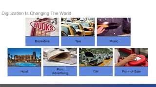 Cisco Confidential 3© 2013-2014 Cisco and/or its affiliates. All rights reserved.
Digitization Is Changing The World
Point-of-Sale
Print
Advertising
CarHotel
Bookstore Taxi Music
 
