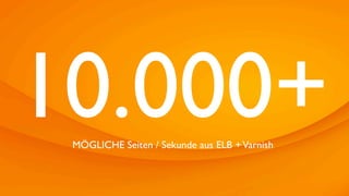 10.000+
 MÖGLICHE Seiten / Sekunde aus ELB + Varnish
 