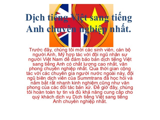 Dịch tiếng Việt sang tiếng Anh slideshare
