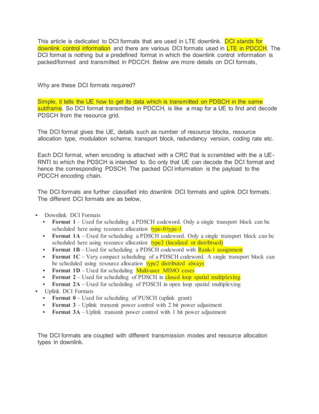 Dci dl control info definition lte PDF