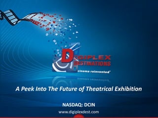 A Peek Into The Future of Theatrical Exhibition
NASDAQ: DCIN
www.digiplexdest.com

 