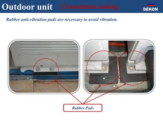 Rubber anti-vibration pads are necessary to avoid vibration.
Rubber Pads
Outdoor unit 2.Foundation making
 