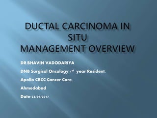 DR.BHAVIN VADODARIYA
DNB Surgical Oncology 1st year Resident,
Apollo CBCC Cancer Care,
Ahmedabad
Date-23/09/2017
 