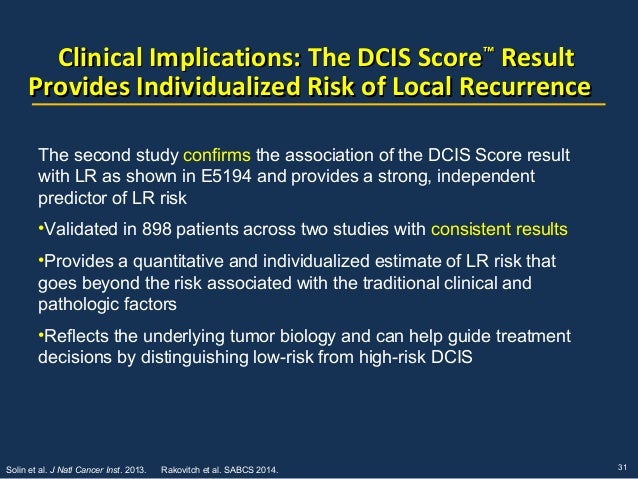 Informing Treatment Decisions For Women With Dcis
