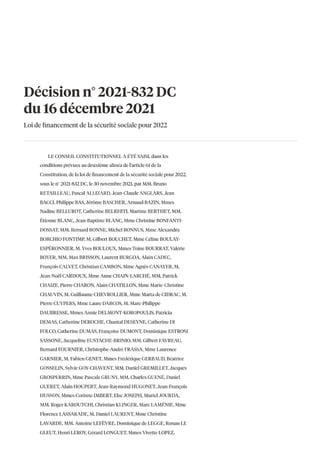 Décision n° 2021 832 dc du 16 décembre 2021