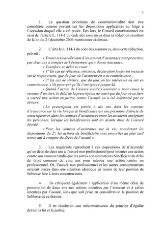 3
1. La question prioritaire de constitutionnalité doit être
considérée comme portant sur les dispositions applicables au ...