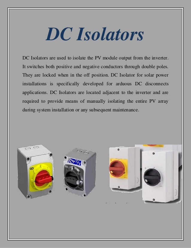 Dc Isolators