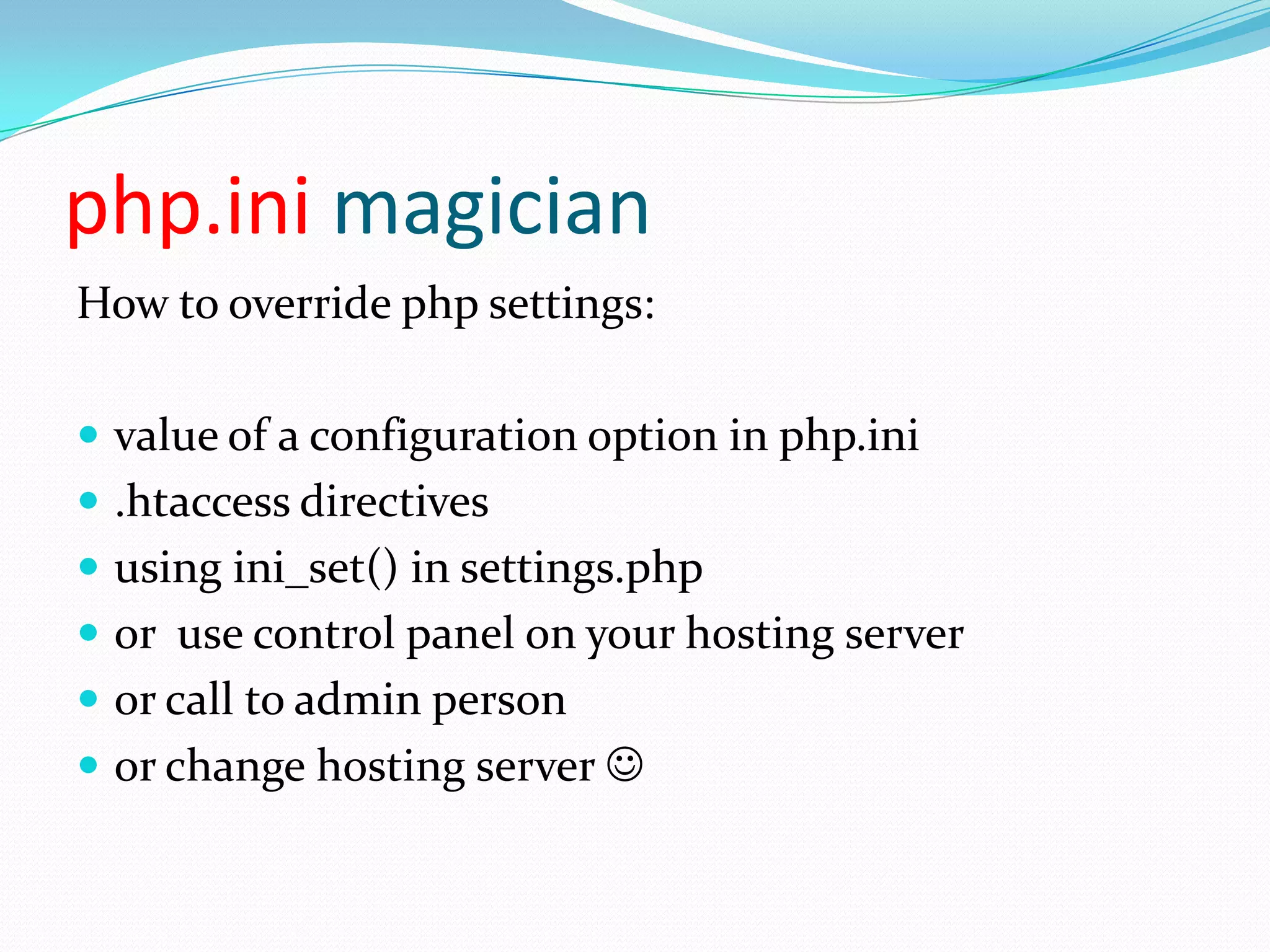 Log FilesIt's good to know what we have on hosting server and especially where Log files are. To access the files directly on the server, on some Unix shells, you can type the following command:tail -f /var/log/apache2/error.logTo check that you are looking at the right file, you may wish to type the following commands to find where the log files are.grep 'ErrorLog' /etc/apache2/*grep 'ErrorLog' /etc/apache2/*/*
