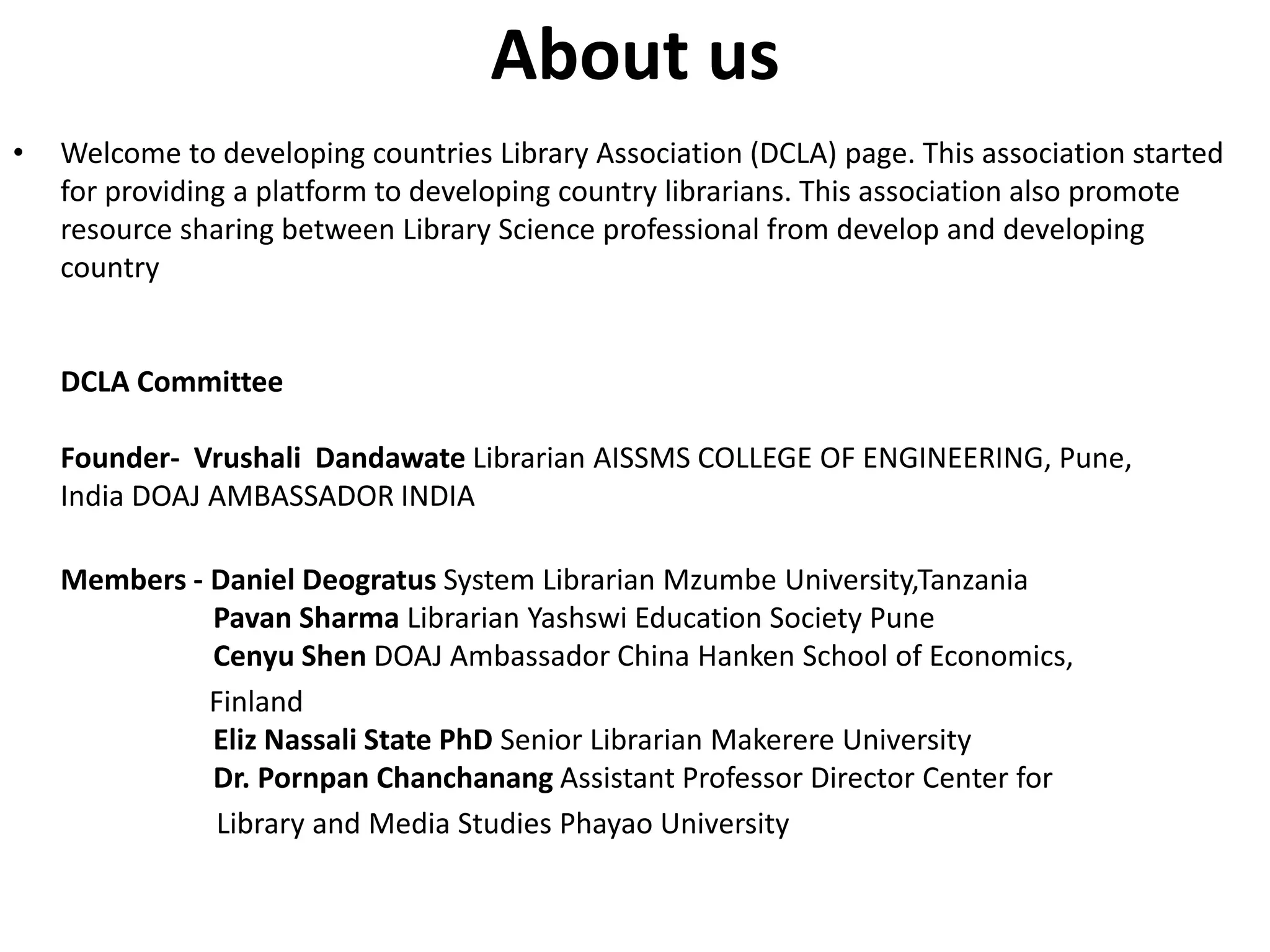 Developing Country Library Association (DCLA) PPT