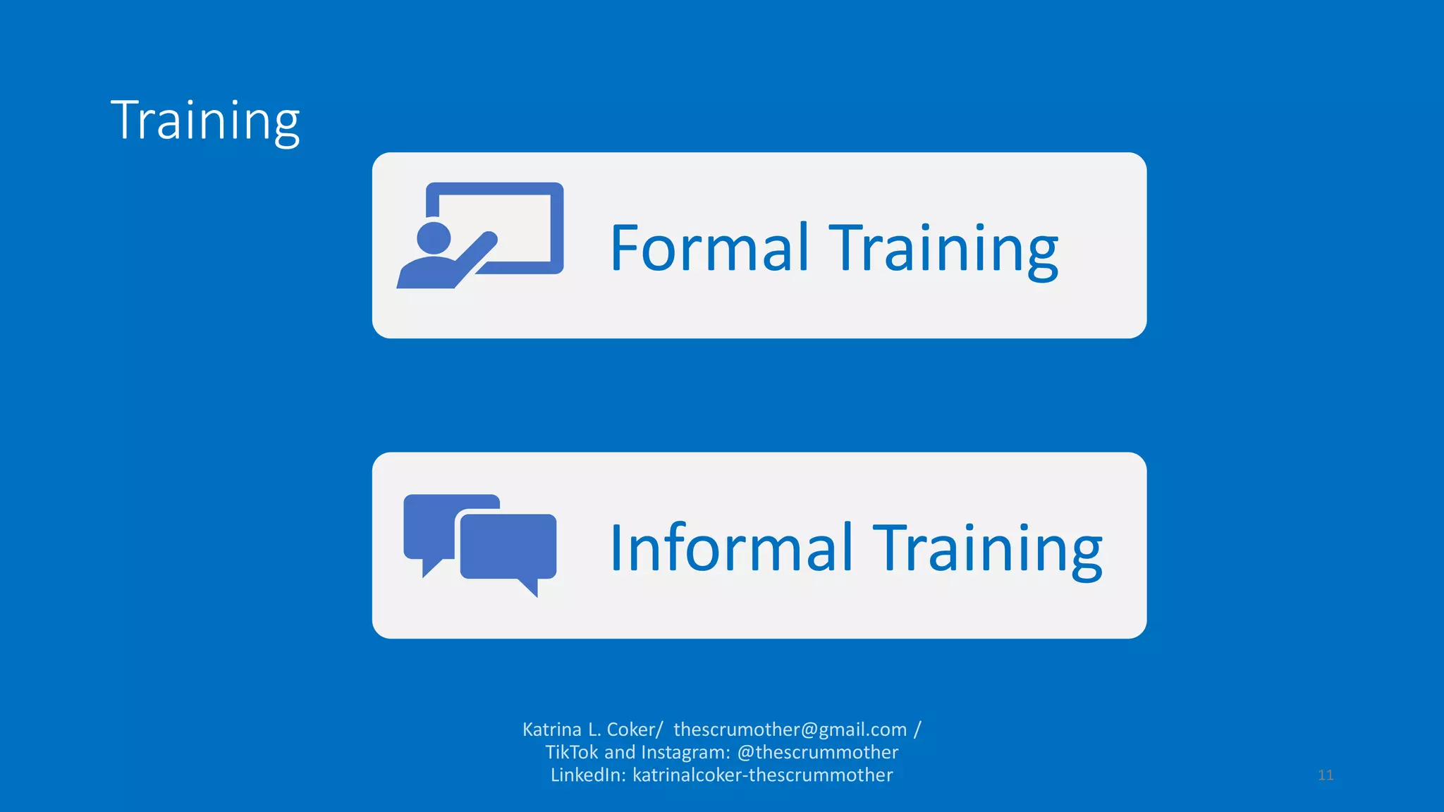 Training
Informal Training
Formal Training
11
 