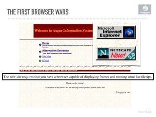 THE FIRST BROWSER WARS
The new site requires that you have a browser capable of displaying frames and running some JavaScript.
 