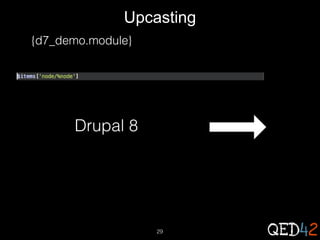 Upcasting
{d7_demo.module}

Drupal 8

29

 