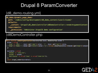 Drupal 8 ParamConverter
{d8_demo.routing.yml}

{d8DemoController.php
}

30

 