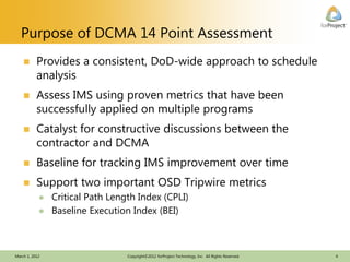 DCMA 14-Point Schedule Assessment for Checking Quality | PDF