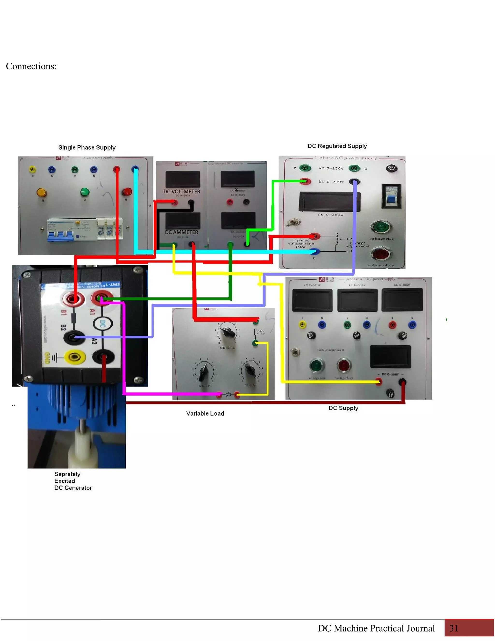Connections: 
DC Machine Practical Journal 31 
 