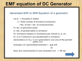 EMF equation of DC Generator
 