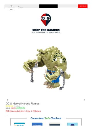 0 ITEMS
LOG IN
Color
Crocodile Killer 29
Sale Ends Once The Timer Hits Zero!
DC & Marvel Heroes Figures
     29 reviews
$33.78 $18.78 SAVE $15.00
 Estimated delivery time 7-30 days
USD
 