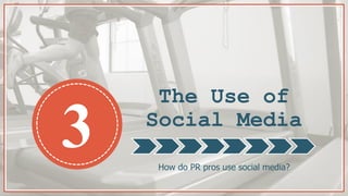 The Use of
Social Media
How do PR pros use social media?
3
 