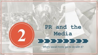 PR and the
Media
What’s social media got to do with it?
2
 
