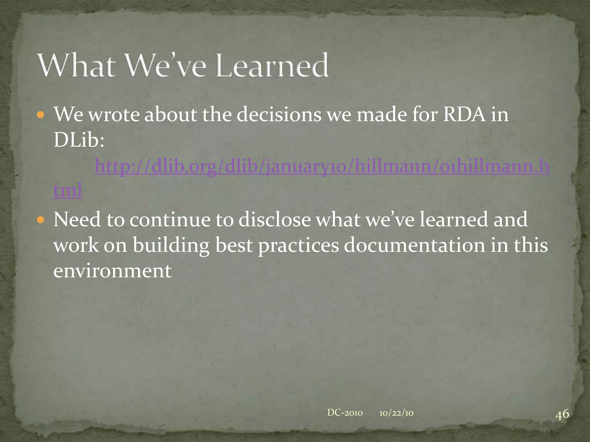 10/22/10DC-201034ID=23456 hasPlaceOfPublication “New York”ID=23456 hasPublicationDate “1987”ID=23456 hasPublisher “Delacorte Press”