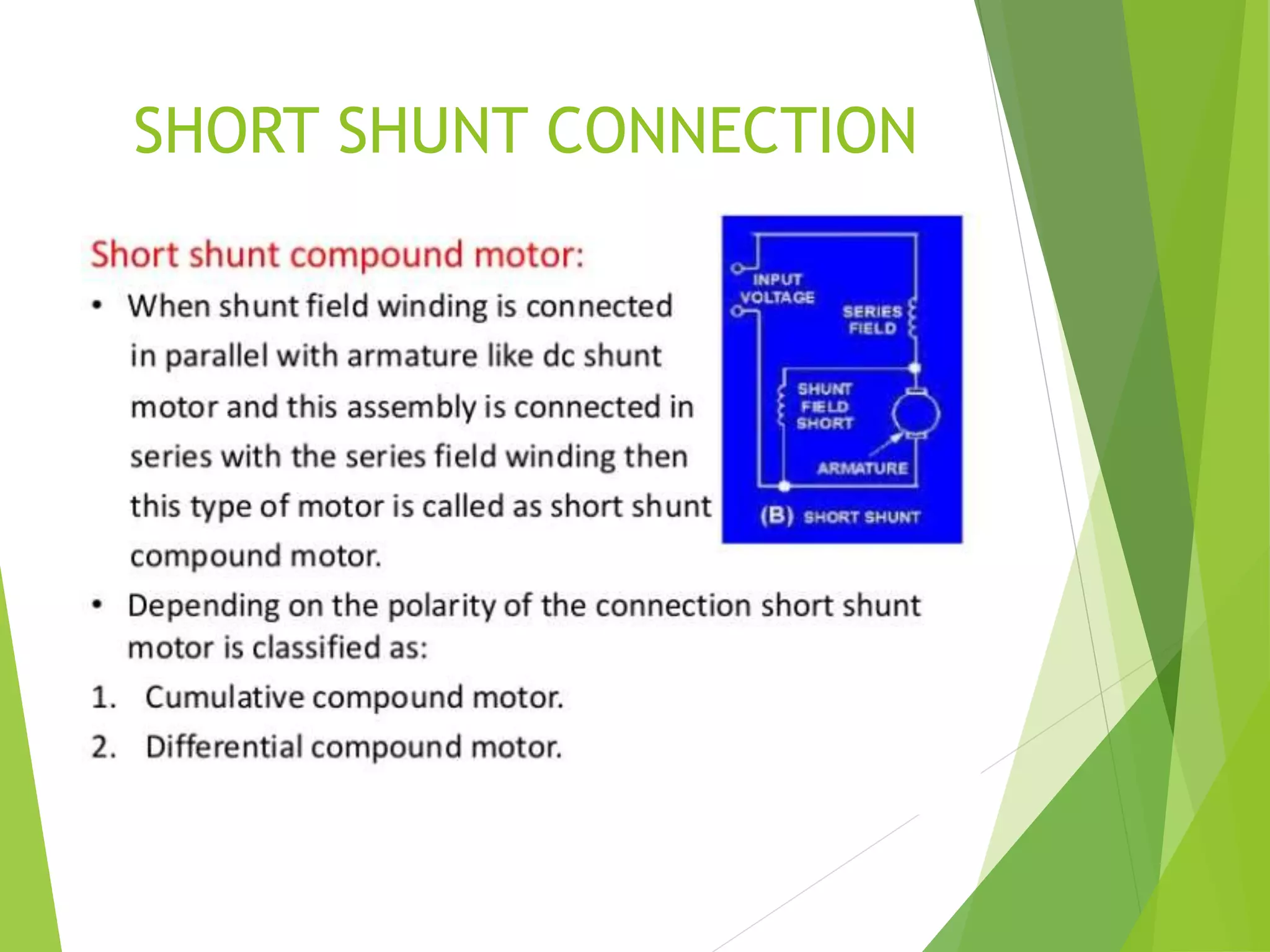 SHORT SHUNT CONNECTION
 