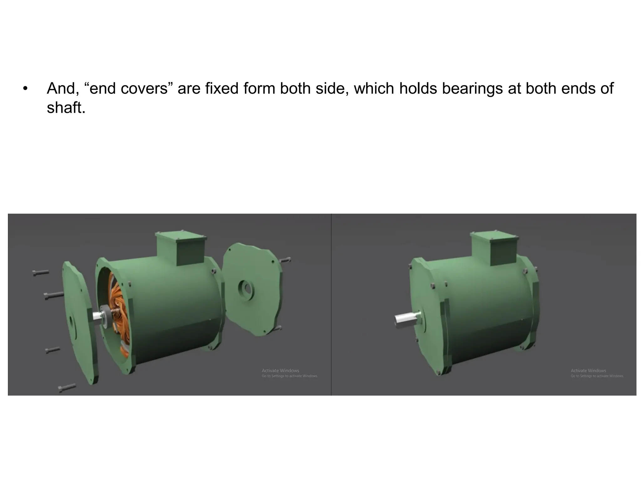 • And, “end covers” are fixed form both side, which holds bearings at both ends of
shaft.
 