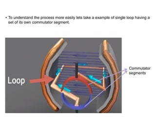 • To understand the process more easily lets take a example of single loop having a
set of its own commutator segment.
Commutator
segments
 