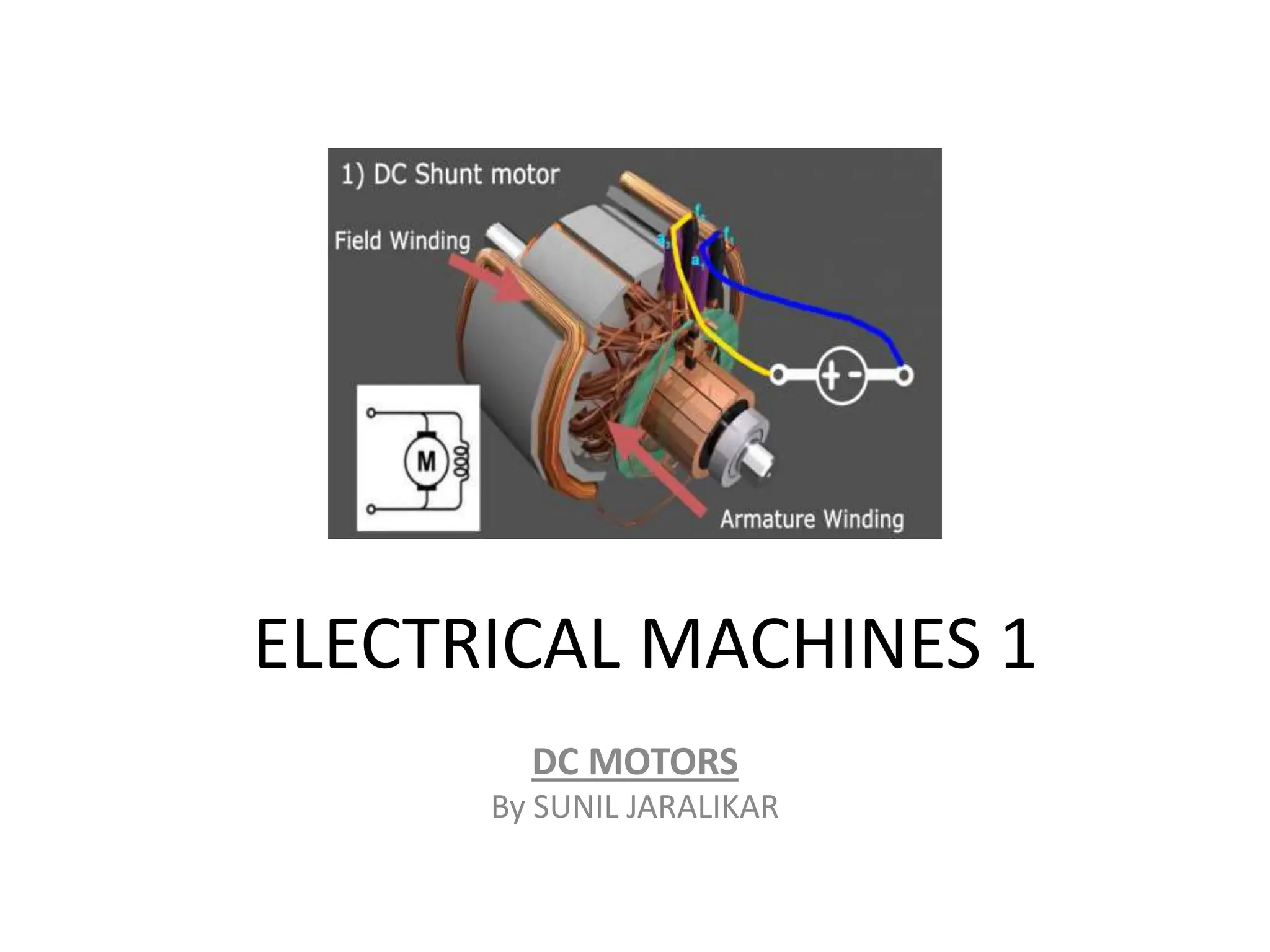 ELECTRICAL MACHINES 1
DC MOTORS
By SUNIL JARALIKAR
 