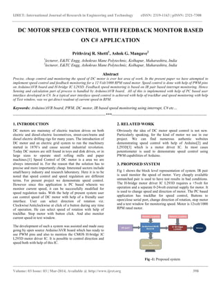 Dc motor speed control with feedback monitor based on c# application | PDF