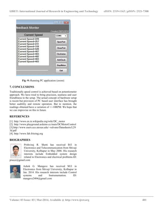 Dc motor speed control with feedback monitor based on c# application | PDF