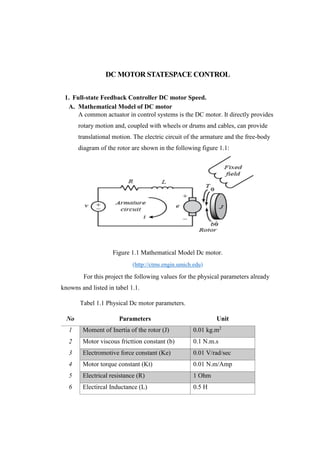 DC Motor Modelling & Design Fullstate Feedback Controller | PDF ...