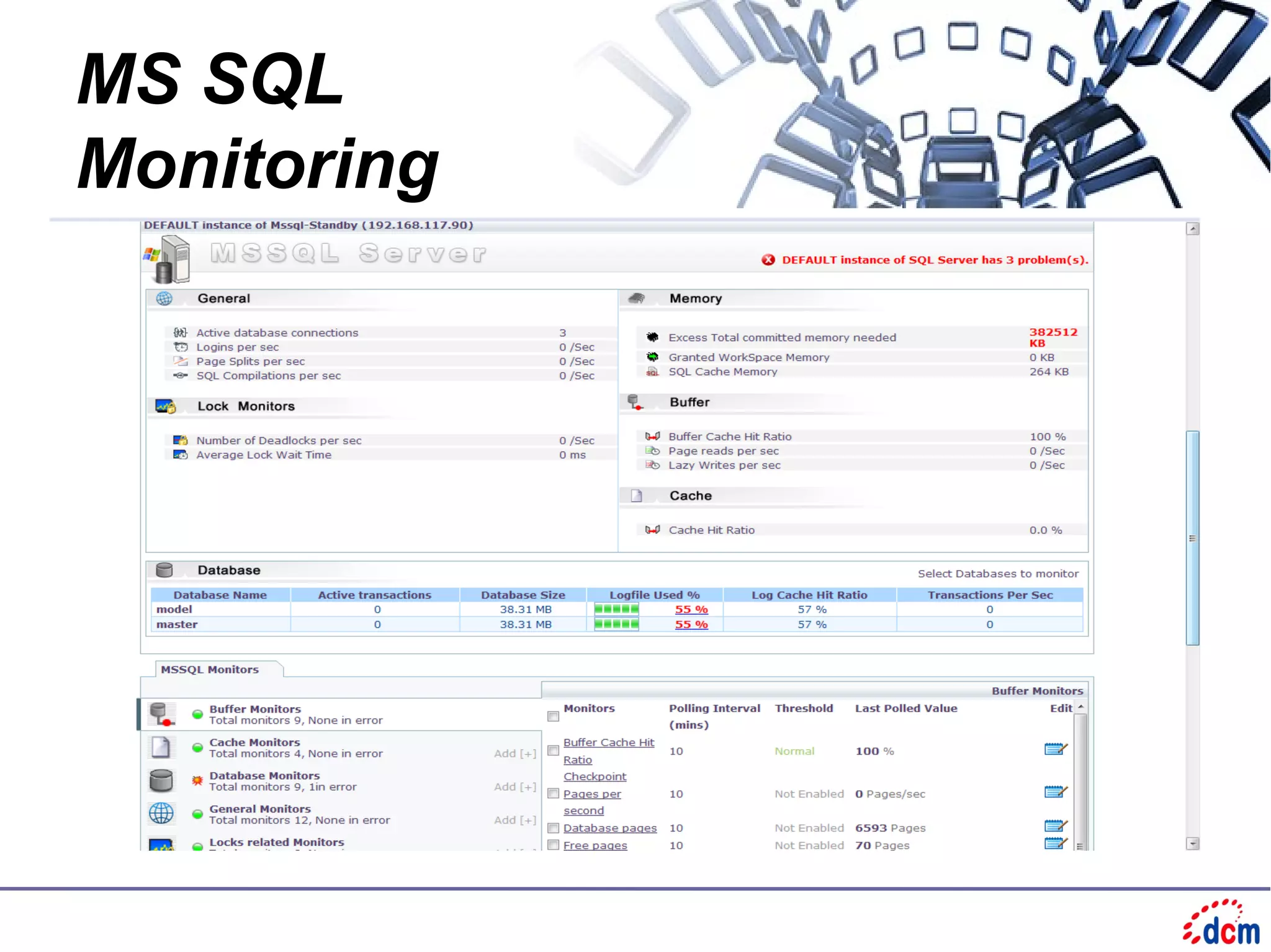MS SQL
Monitoring
 