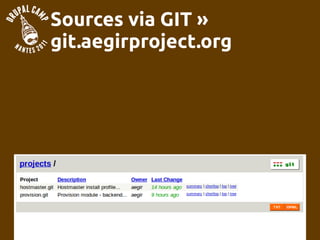 Sources via GIT »
git.aegirproject.org
 