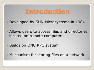 Network File System in Distributed Computing | PPTX