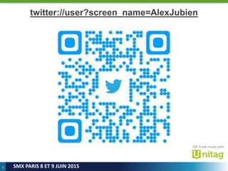 37
SMX PARIS 8 ET 9 JUIN 2015
twitter://user?screen_name=AlexJubien
QR Code made with
 