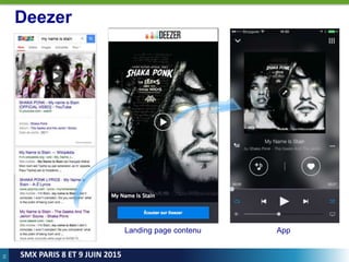 55
SMX PARIS 8 ET 9 JUIN 2015
Deezer
Landing page contenu App
 