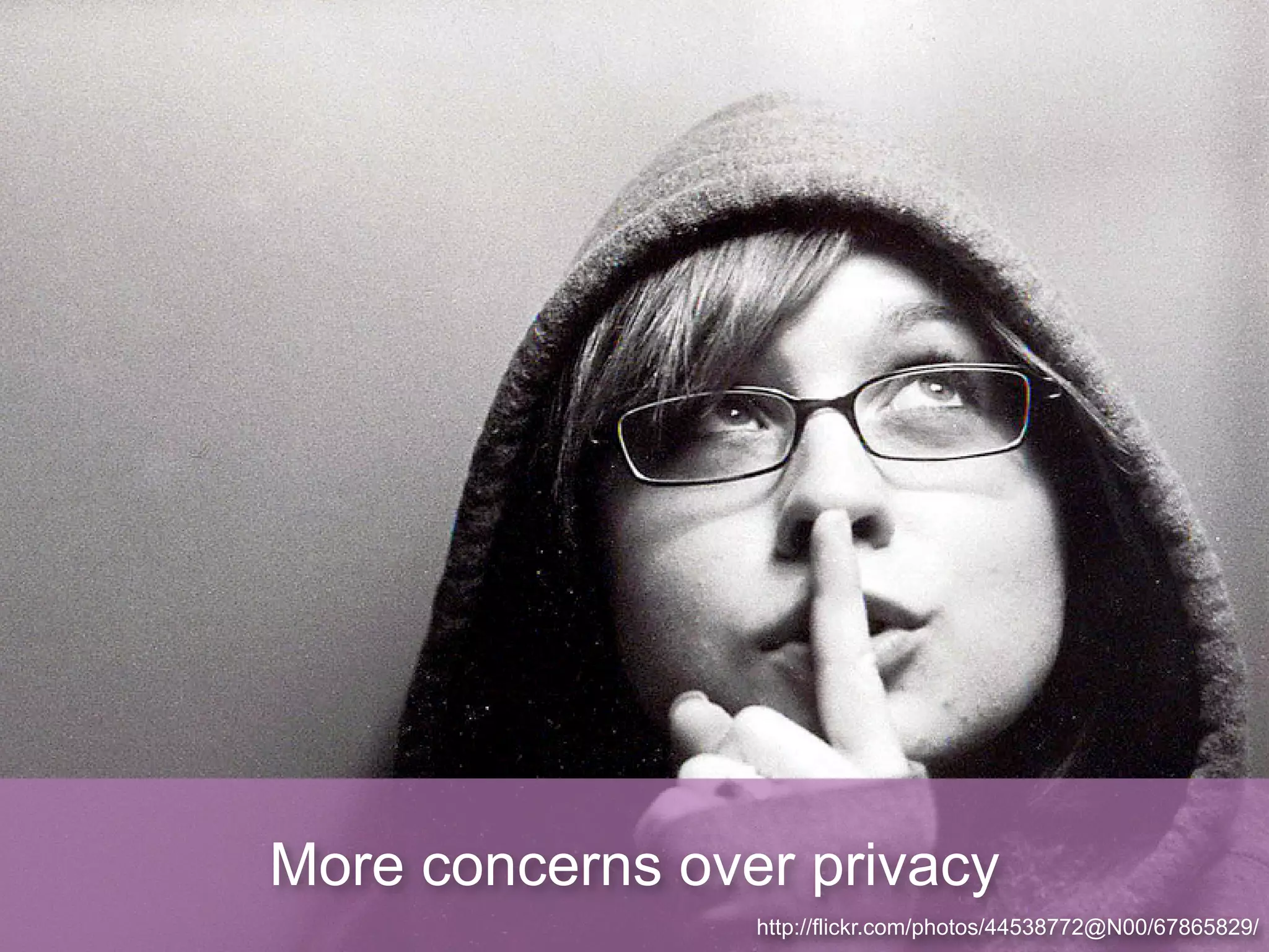 More concerns over privacy
                 http://flickr.com/photos/44538772@N00/67865829/
 