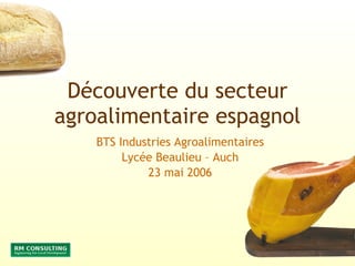 Découverte du secteur agroalimentaire espagnol BTS Industries Agroalimentaires Lycée Beaulieu – Auch 23 mai 2006 