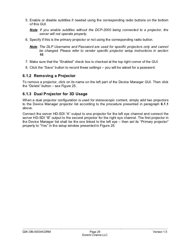 Doremi Dcp 2000 User Manual