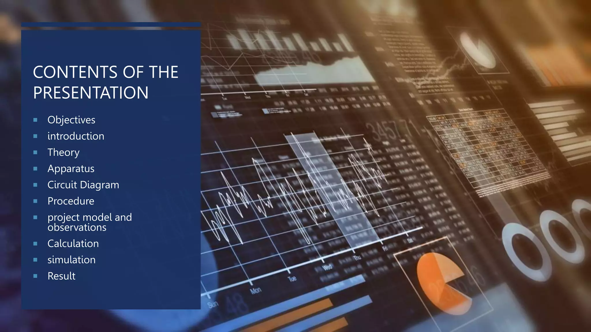 CONTENTS OF THE
PRESENTATION
 Objectives
 introduction
 Theory
 Apparatus
 Circuit Diagram
 Procedure
 project model and
observations
 Calculation
 simulation
 Result
 