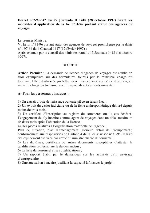 Décret d'application de la loi 3196 Version française Décret d'application de la loi 3196 Version française