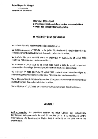 Les décrets  du Président de la République sur le HCCT
