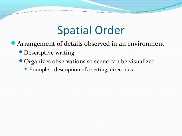 Descriptive essay with spatial order