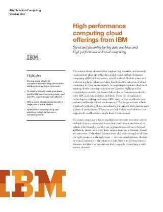 High performance computing cloud offerings from IBM