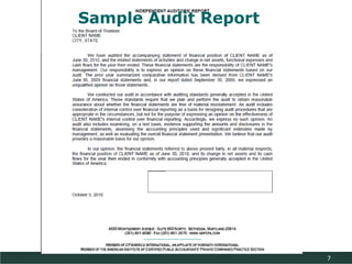 Financial Management and
Sample Audit Report
Reporting

7

 