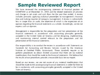 Financial Management and Report
Sample Reviewed
Reporting

8

 