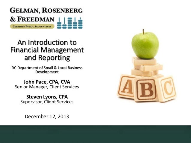 An Introduction To Financial Management And Reporting - 